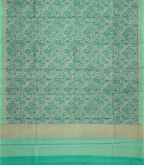 Aquamarine Printed Pure Silk Saree With Floral Motifs-PS0839