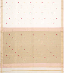 White Handloom Maheswari Silk Cotton Saree With Floral Buttas-SC4909