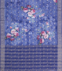 Violet Printed Synthetic Tussar With Contrast Zari Border-SY0284
