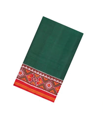 Dark Green Handloom Rajkot Patola Silk Saree With Ikat Floral Motifs-IK0479