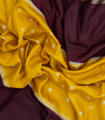 Mustard Woven Blended Viscose Saree With Buttas & Contrast Border-BL5597
