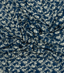 Navy Blue Woven Banarasi Khaddi Georgette Silk Saree With Floral Vine Motifs-BE1948