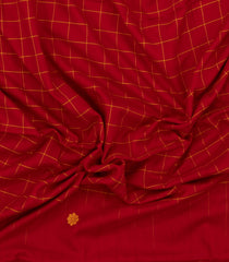 Red Handloom Bengal Cotton Saree With Checks-BG1927-Red