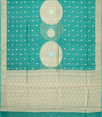 Aquamarine Woven Pure Banarasi Organza Silk Saree With Floral Buttas-KS1161