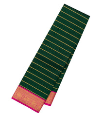 Dark Green Handloom Kanchipuram Silk Saree With Veldari Stripes - KA14635