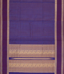 Purple Handloom Silk Cotton Saree With Zari Checks-SC4368
