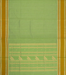 Cardamom Green Handloom Silk Cotton Saree With Checks & Zari Border-SC4832