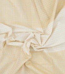 Off White & Cream Handloom Kerala Cotton Saree With Zari Checks-KEC1030