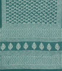 Shadow Green Printed Jaipur Cotton Saree With Floral Motifs-JC1652