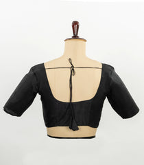Black Blended Silk Ready Made Blouse With V Neck and Front Open Style-RB5220