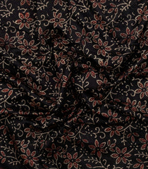 Black Printed Chanderi Cotton Saree With Zari Border-CC1538