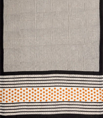 Off White Printed Jaipur Cotton Saree With Stripes-JC1442