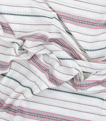 White Woven Bengal Cotton Saree With Stripes & Contrast Border-BG1890