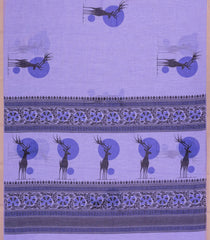 Lavender Printed Synthetic Linen Saree With Zari border-BL5153