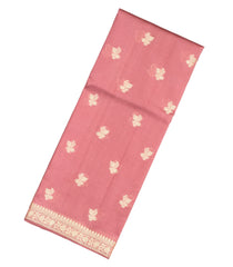 Dusty Peach Woven Dupion Silk Saree With Floral Buttas-DS0507