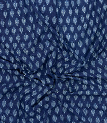 Indigo Printed Jaipur Cotton Saree With Border-JC1836