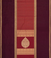Crimson Handloom Silk Cotton Saree With Checks-SC4207