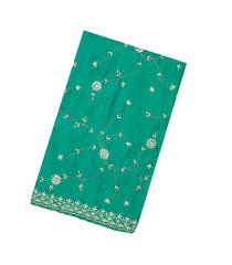 Sea Green Woven Pure Crepe Silk Saree With Embroidered Floral Motifs-PS0582