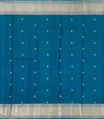 Cyan Handloom Kanchipuram Silk Saree With Floral Zari Motifs-KA14832