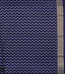 Dark Blue Woven Art Dupion Saree With Floral Zari Buttas-BL5969