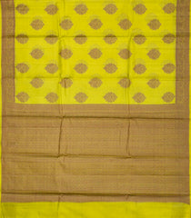 Lime Green Woven Tussar Silk Saree With Floral Butta Motifs-TU2940
