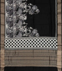 Black Woven Art Dola Silk Saree With Printed Floral Motifs-BL3903