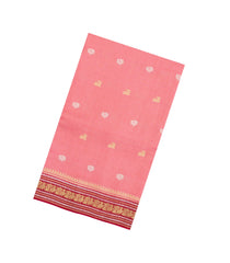 Light Peach Woven Blended Viscose Saree With Zari Checks & Buttas -BL5583