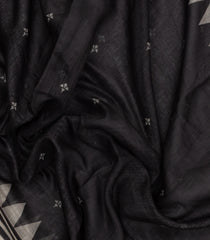Black Printed Synthetics Linen Saree With Jhalar-SY0005