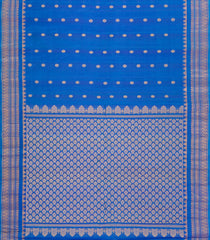 Blue Handloom Gadwal Silk Saree With Buttas & Zari Border -GA0451