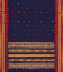 Dark Blue Woven Chettinad Cotton Saree With Buttas-CN1892