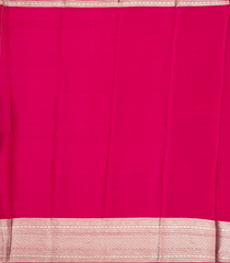 Hot Pink Mysore Crepe Silk Saree With Floral Motifs & Zari Border