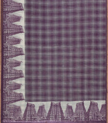 Lilac Printed Synthetic Linen Saree With Temple Border-SY0604