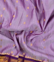 Lavender Handloom Gadwal Silk Saree With Zari Checks & Buttas-GA0307