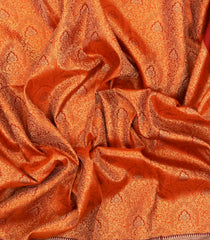 Orange Handloom Kanchipuram Silk Saree With Meena Floral Motifs-KA14752