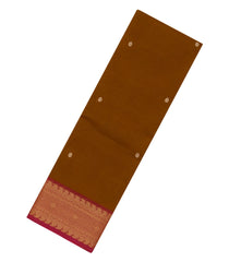 Oil Mustard Woven Chettinad Cotton Saree With Contrast Border-CN1842