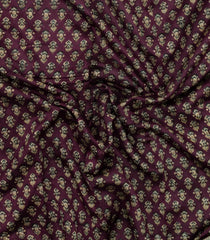 Lilac Printed Chanderi Cotton Saree With Zari Border-CC1625