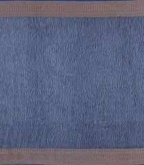 Dark Blue Printed Chanderi Cotton Saree With Zari Border-CC1587