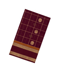 Maroon Handloom Silk Cotton Saree With Zari Checks-SC4277