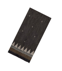 Black Printed Synthetics Linen Saree With Jhalar-SY0005