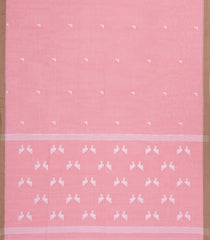 Peach Handloom Bengal Cotton Saree With Triangle Motifs-BG1631