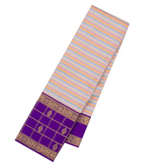 Multi Colour Handloom Korvai Kanchipuram Silk Saree With Stripes-KA16732