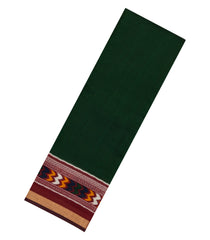 Dark Green Printed Chanderi Cotton Saree With Zari Border-BL5490