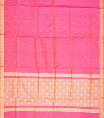 Dark Peach Handloom Banarasi Silk Saree With Floral Buttas-BE1495