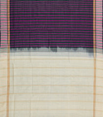 Black & Magenta Handloom Silk Cotton Saree With Checks -SC3923