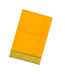 Yellow Handloom 9 Yards Silk Cotton Saree With Contrast Border-SC4443