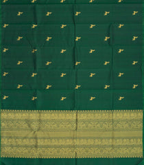 Dark Green Handloom Kanchipuram Silk Saree With Deer Buttas-KA12744