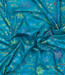 Cyan Handloom Uppada Silk Saree With Meena Floral Motifs-UP0354