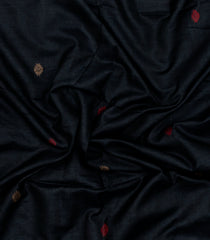 Black Woven Tussar Silk Saree With Buttas & Contrast Border-TU3472