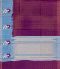 Magenta Woven Tussar Silk Saree With Checks & Contrast Border-TU3246