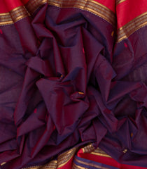 Magenta Handloom Kanchi Cotton Saree With Spear Buttas